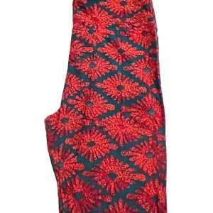 LuLaRoe Tall And Curvy 12-18 Leggings Dark Green Red Orange Floral Tropical NWOT